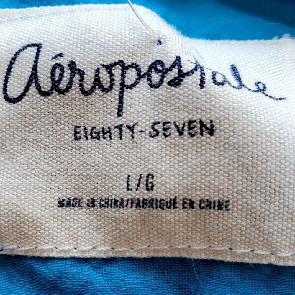 🔹️Aeropostale Blue Buttoned Long Adjustable Long Sleeve Shirt Large - Picture 8 of 10